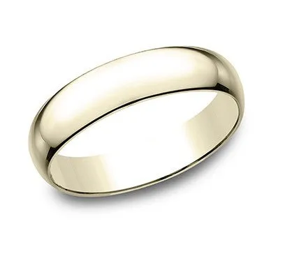 14k Yellow Gold 7mm Slightly Domed Super Light Comfort Fit Ring
