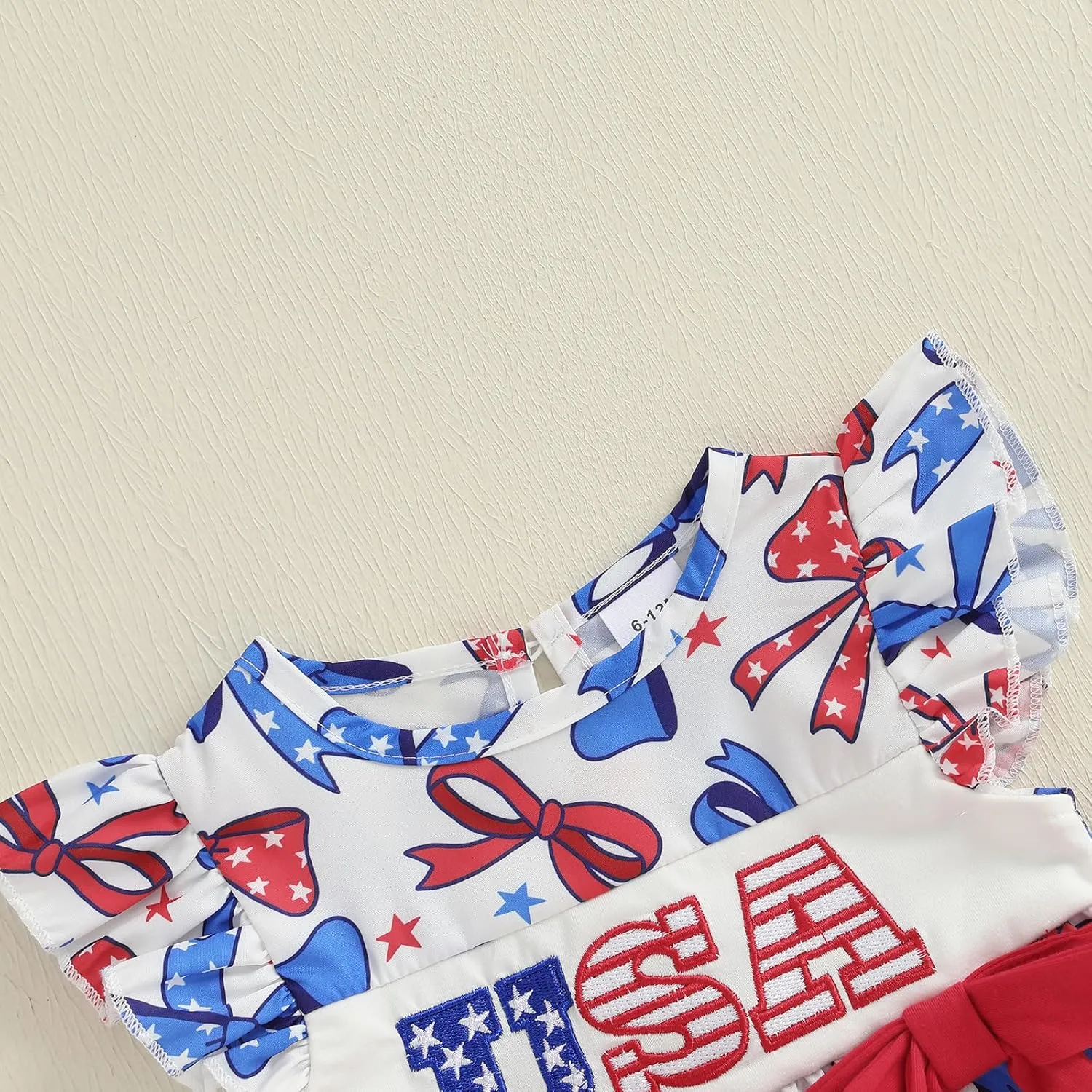 4th of July Toddler Girl Outfit Fourth of July USA/Bow/Flag Print Smocked Dress Little Girls Independence Day Clothes
