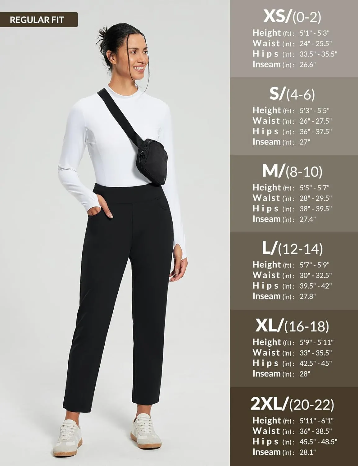 baleaf Women's Pants with Zipper Pockets Stretch Golf Pants High Waist Travel Athletic Work Casual UPF50 