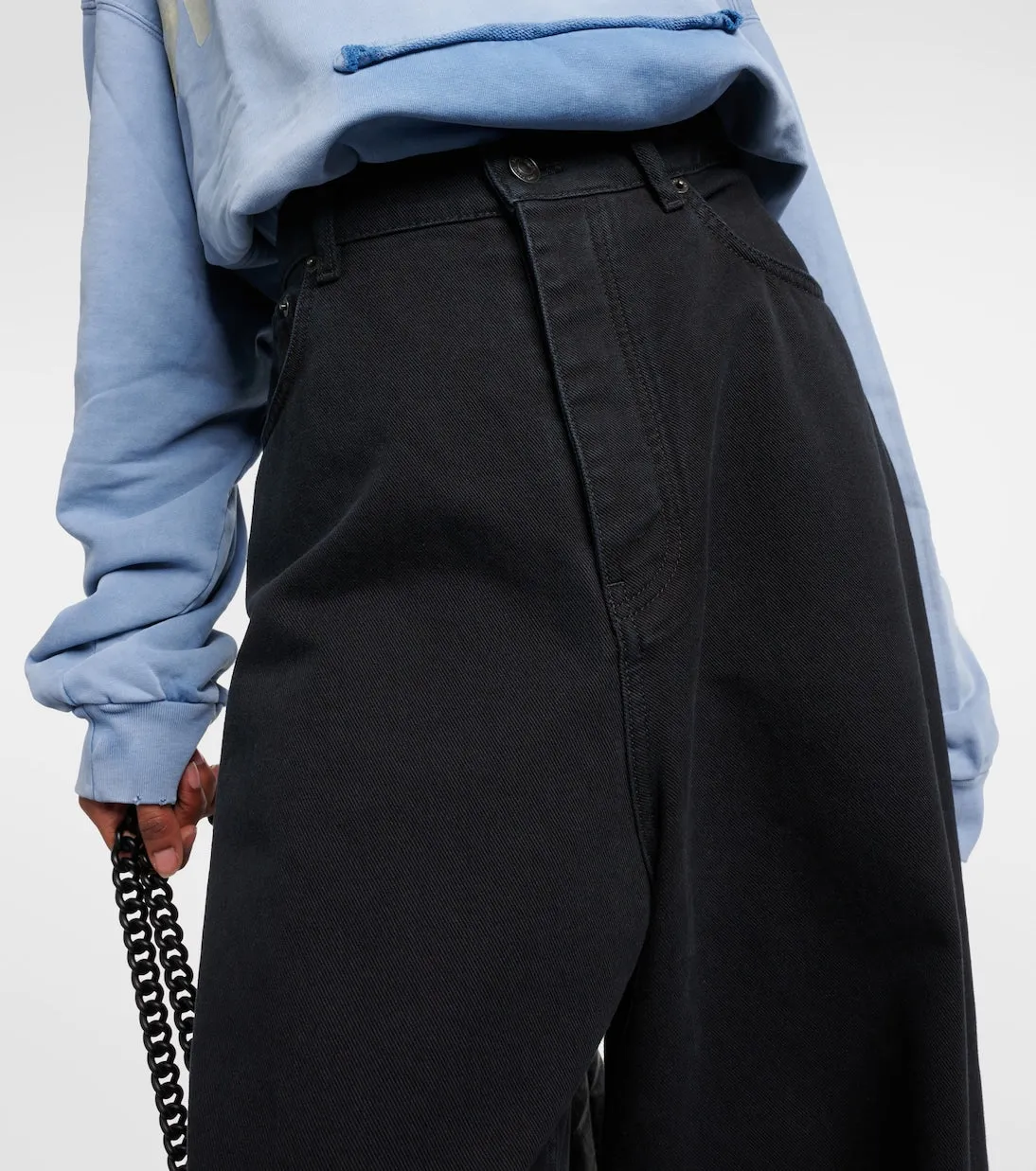 Balenciaga Low Rise Wide Leg Jeans, Black