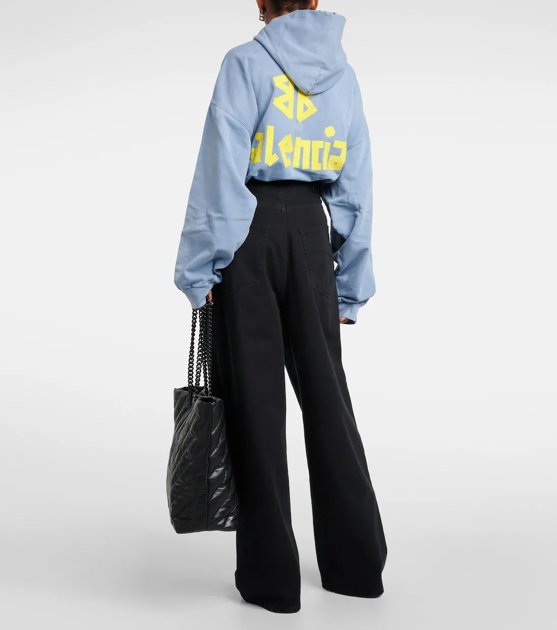 Balenciaga Low Rise Wide Leg Jeans, Black