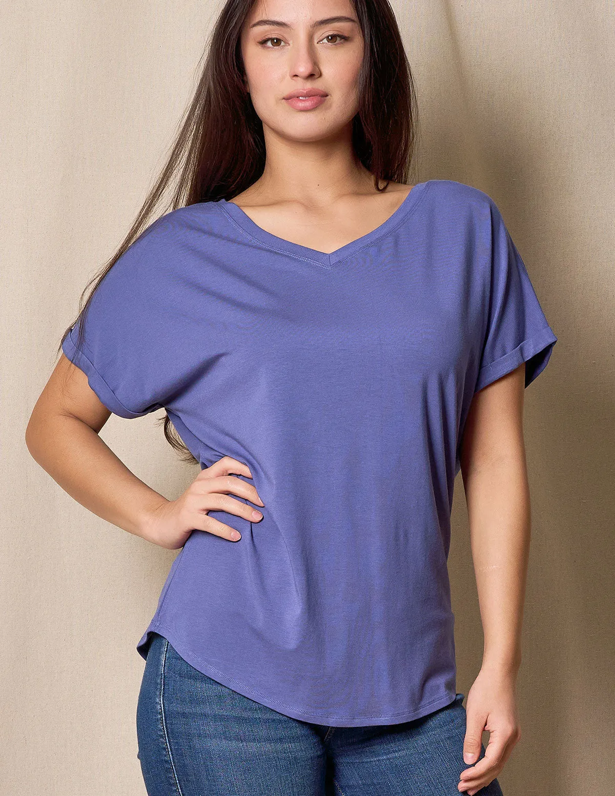 Bamboo / Organic Cotton V-Neck Dolman Top - Marlin-Small Only