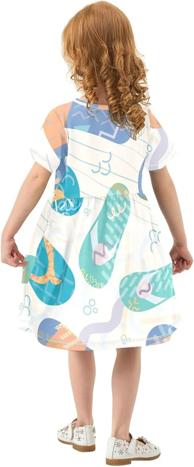 Boccsty Flip Flop Shoe Sandals Beach Baby Girls Dress Kids Toddler Sundress Party Summer Dresses 2T