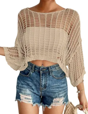 Bsubseach Women's Bathing Suit Cover Up for Beachwear Vacation Bikini Crochet Coverup Top