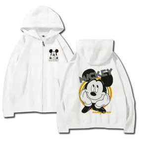 cartoon couple outfit sports hooded zipper jacket Disney  Mickey Mouse Minnie hooded cardigan sweatshirt