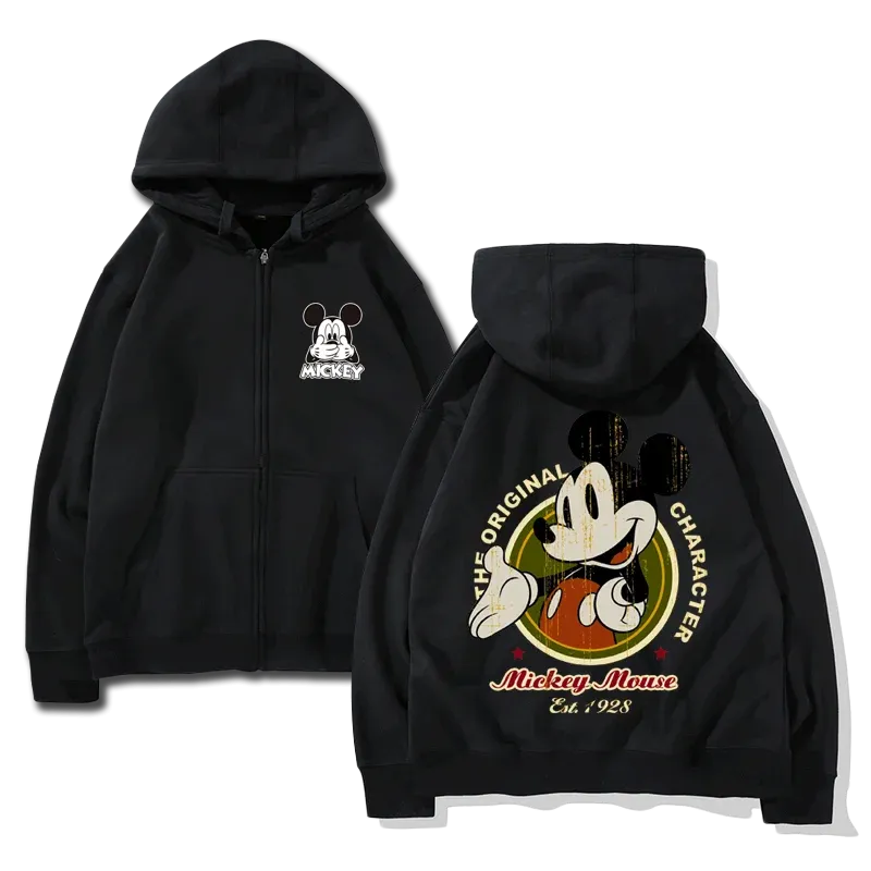 cartoon couple outfit sports hooded zipper jacket Disney  Mickey Mouse Minnie hooded cardigan sweatshirt