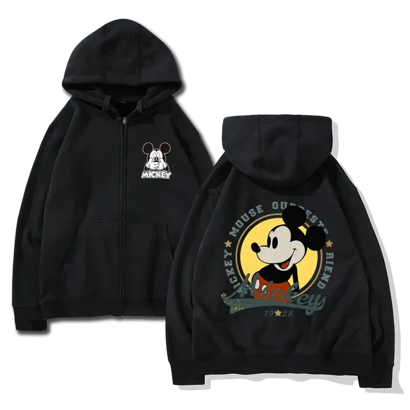 cartoon couple outfit sports hooded zipper jacket Disney  Mickey Mouse Minnie hooded cardigan sweatshirt