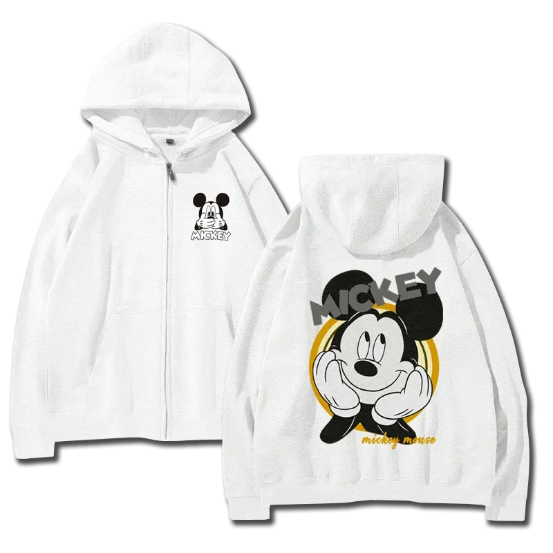 cartoon couple outfit sports hooded zipper jacket Disney  Mickey Mouse Minnie hooded cardigan sweatshirt
