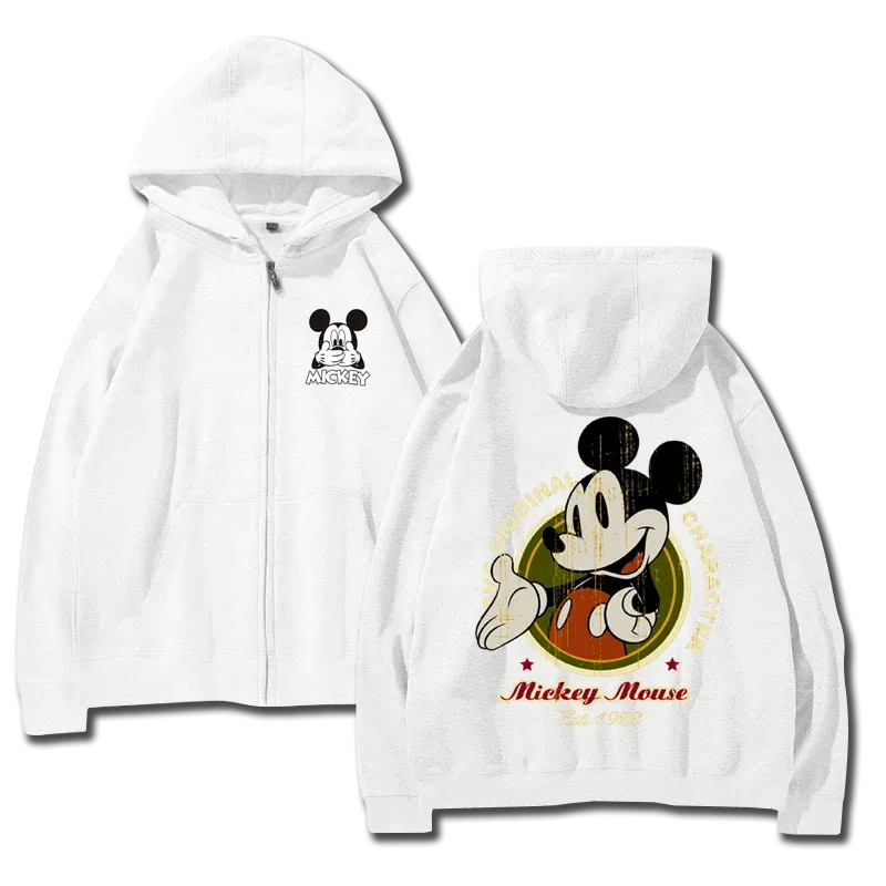 cartoon couple outfit sports hooded zipper jacket Disney  Mickey Mouse Minnie hooded cardigan sweatshirt