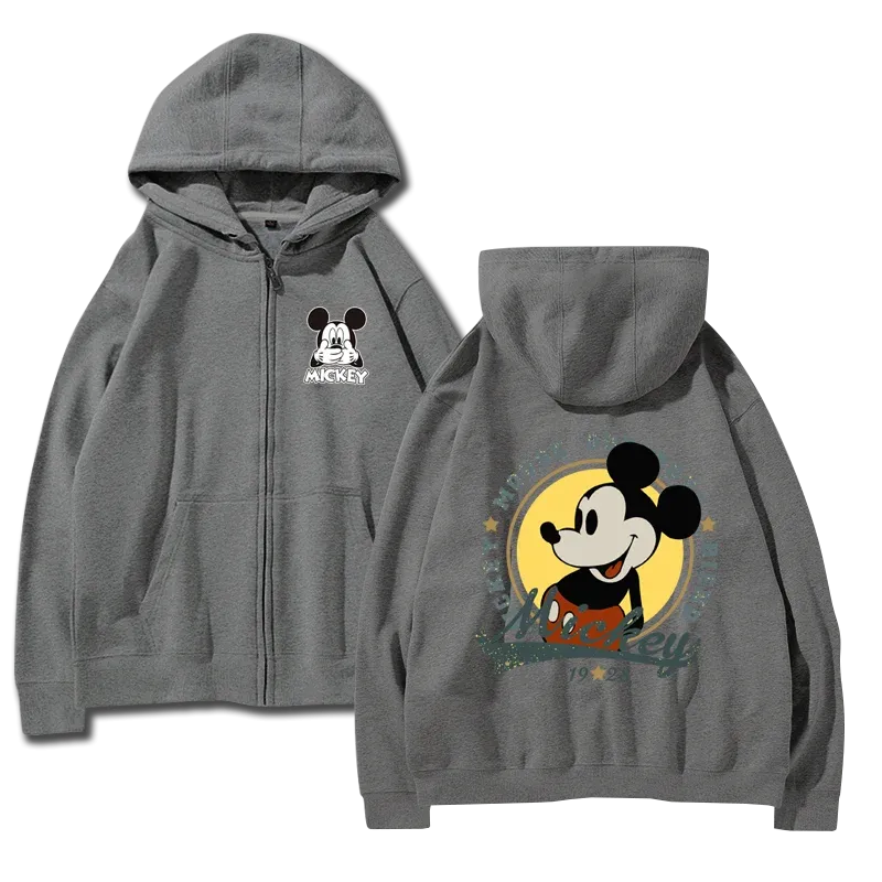 cartoon couple outfit sports hooded zipper jacket Disney  Mickey Mouse Minnie hooded cardigan sweatshirt