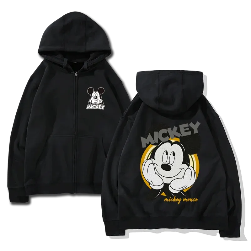 cartoon couple outfit sports hooded zipper jacket Disney  Mickey Mouse Minnie hooded cardigan sweatshirt