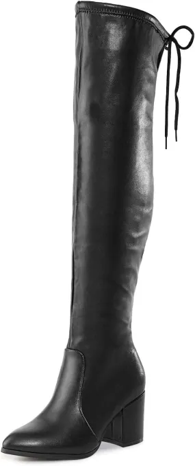 DREAM PAIRS Women’s Thigh High Boots Over the knee Stretch Block Heel Fashion Long Boots