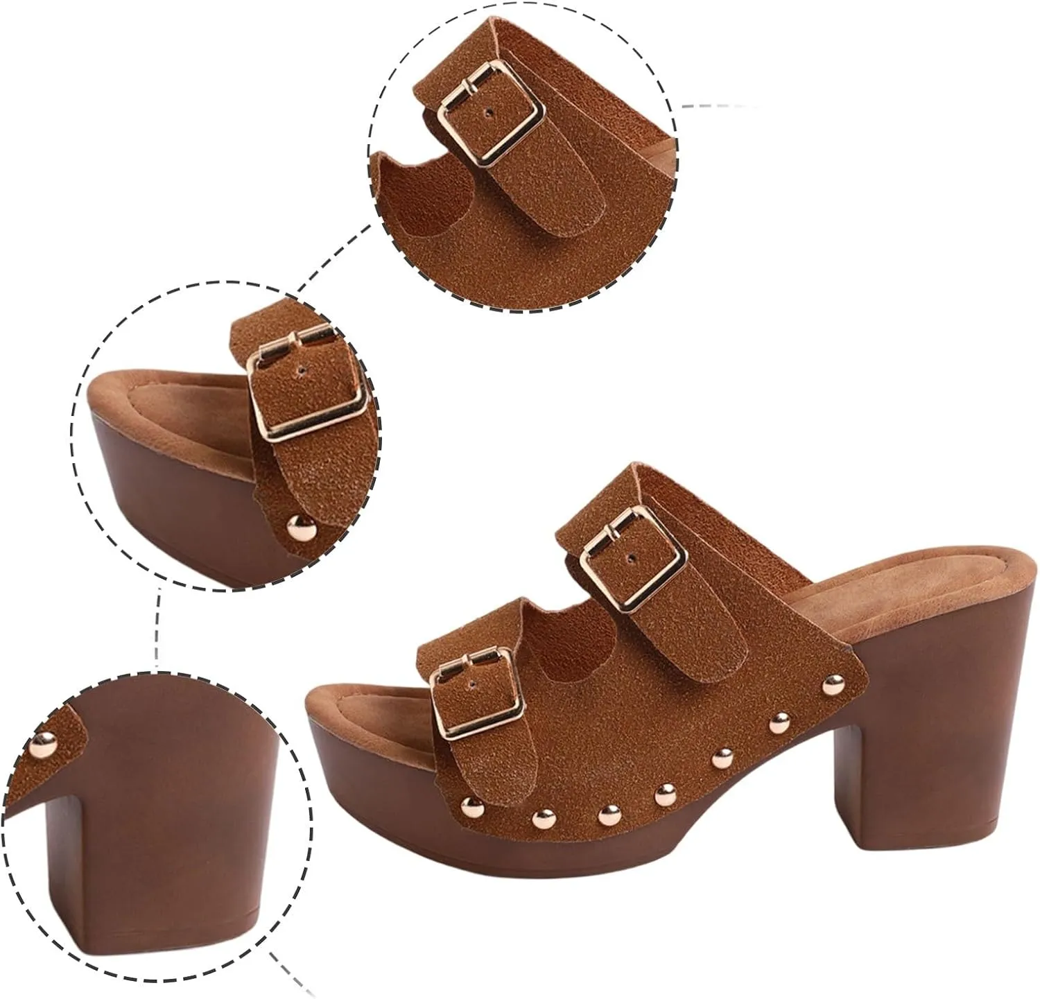Heel Sandals for Women Chunky Summer Heels Slip On Spring Heels Block Heel Mules Dressy Pumps Shoes