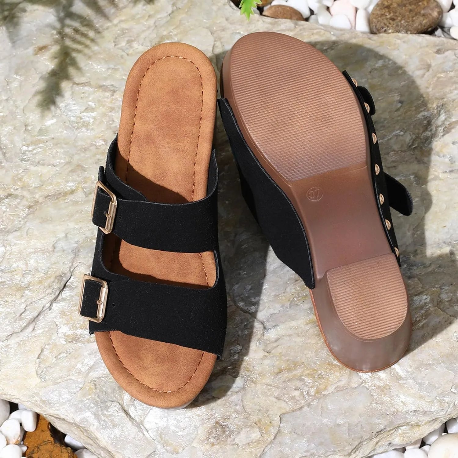 Heel Sandals for Women Chunky Summer Heels Slip On Spring Heels Block Heel Mules Dressy Pumps Shoes