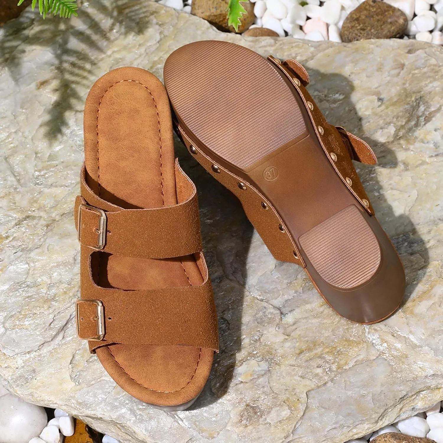 Heel Sandals for Women Chunky Summer Heels Slip On Spring Heels Block Heel Mules Dressy Pumps Shoes