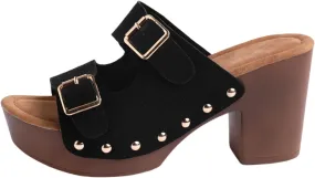 Heel Sandals for Women Chunky Summer Heels Slip On Spring Heels Block Heel Mules Dressy Pumps Shoes