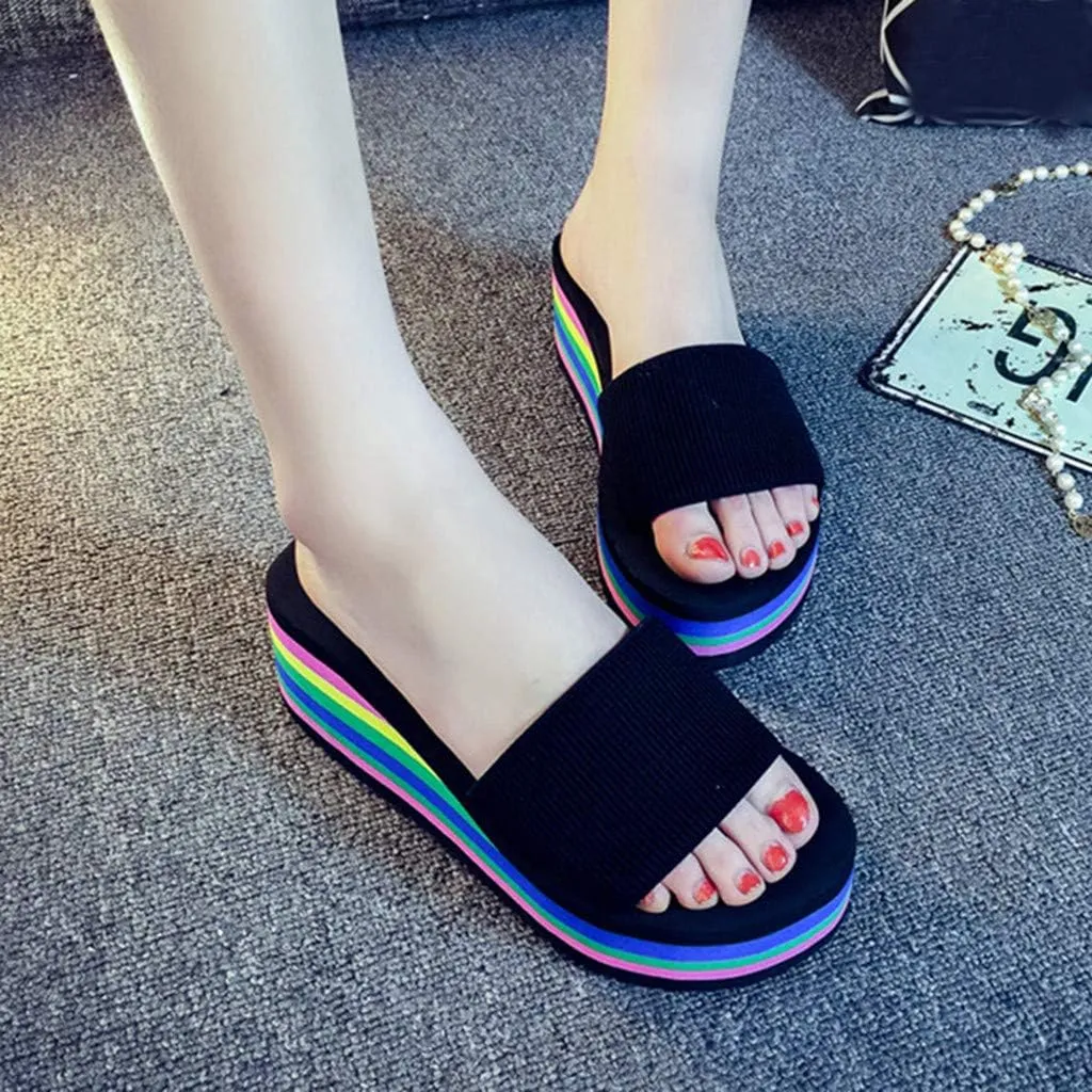 High Beach Sandals Bath Women's Platform Slippers Wedge Heel Shoes Women's Slipper Sandals for Women 2025