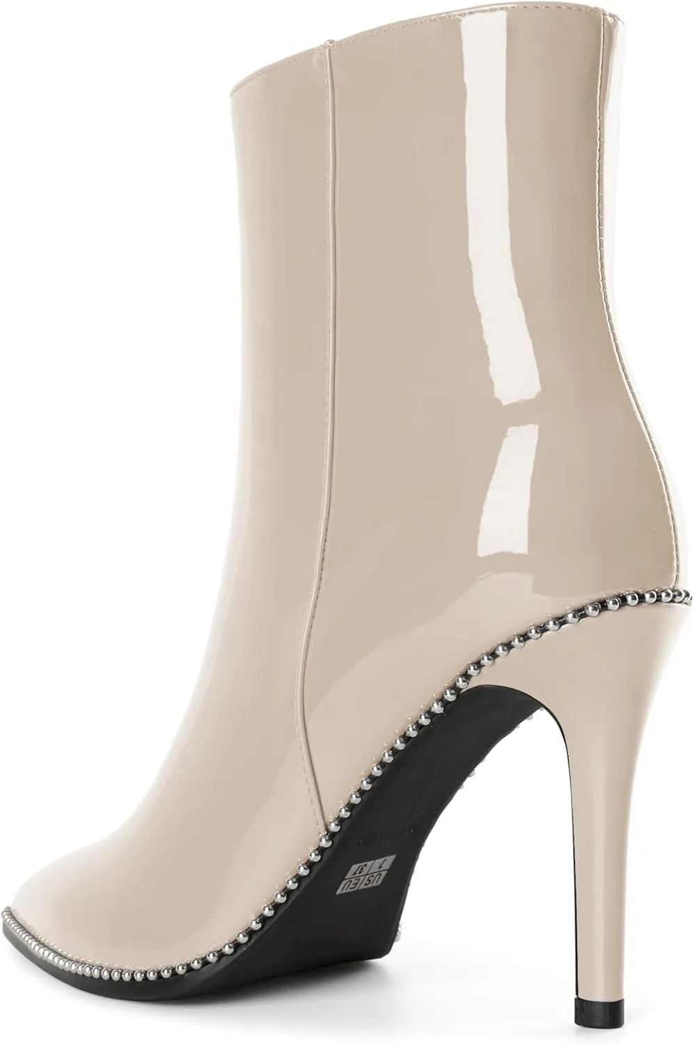 Joseywade Ankle Boots High Heel Boots Women Pointed Toe Stiletto Thin Slim Heel Booties Side Zipper Beaded Short Boots Shoes