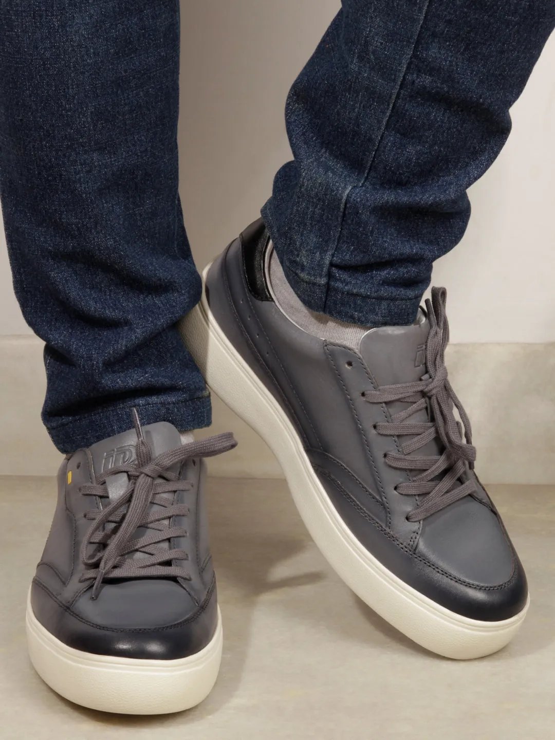 Stylish Mens Grey Leather Sneaker with Premium Quality (ID3091)