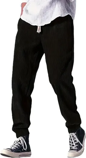 Men's Cargo Pants Casual Linen Drawstring Waist Pant Sweatpant Joggers Loose Beach Walking Running Jogger