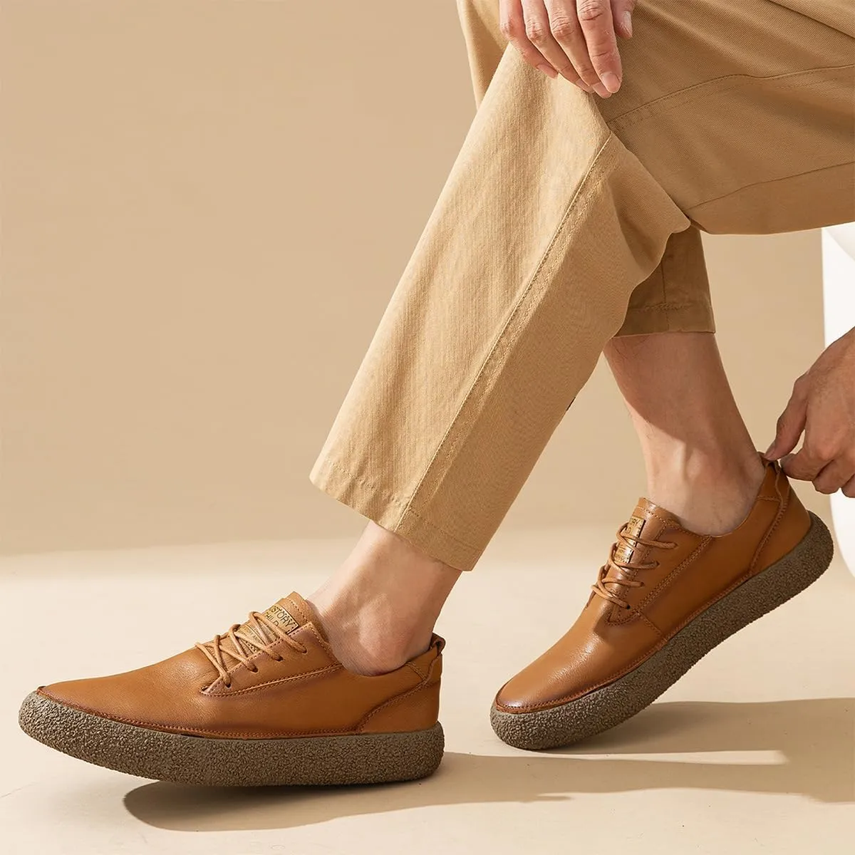 Men's Fashion Sneakers Leather Casual Dress Shoes Breathable Oxford Shoes for Men