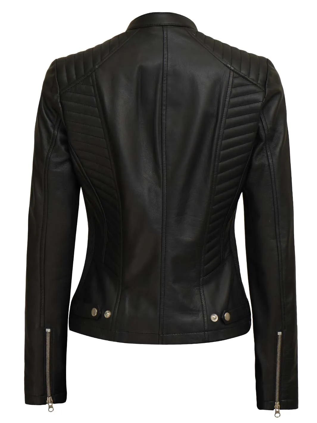 Rachel Tall Women's Black Cafe Racer Leather Jacket