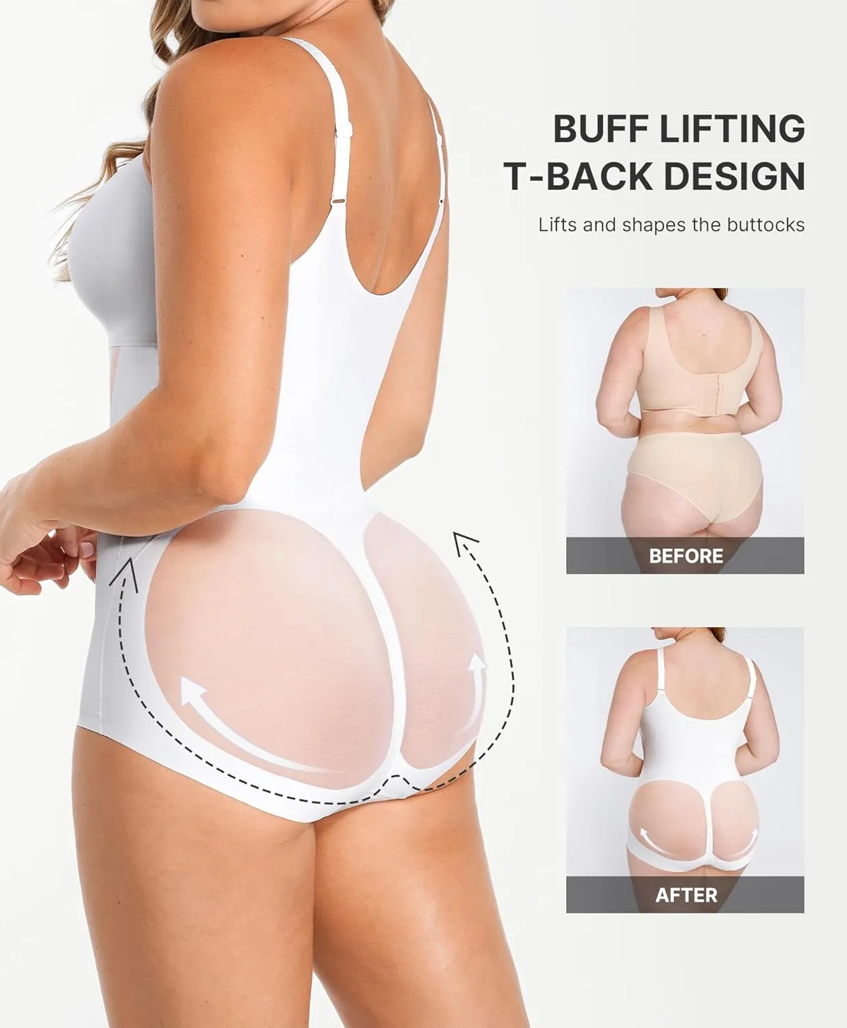 SHAPELLX Shapewear for Women Tummy Control Body Shaper Slimming Bodysuit V Neck Sculpting Snatched Body Suit Butt Lifter