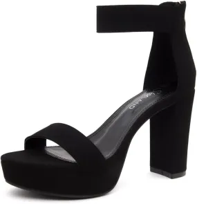 Shoe Land SL-Cutesy Women's Platform Heels Chunky Block High Heeled Sandals Open Toe Ankle Strappy High Heels Black Red Chunky Platform Heels for Prom Wedding Party