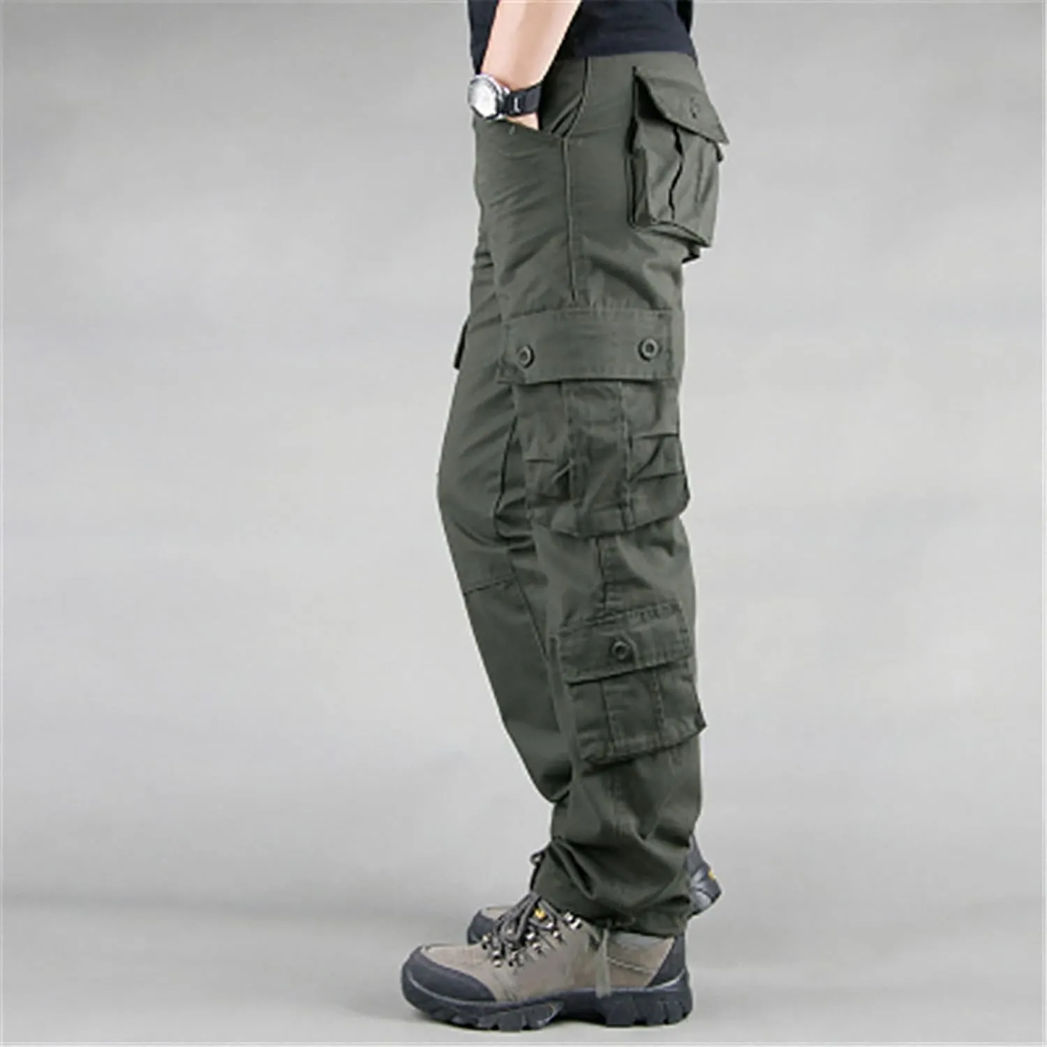 Tactical Work Cargo Pants for Men Ripstop Waterproof Stretch Pants Elastic Waist Baggy Utility Outdoor Apparel