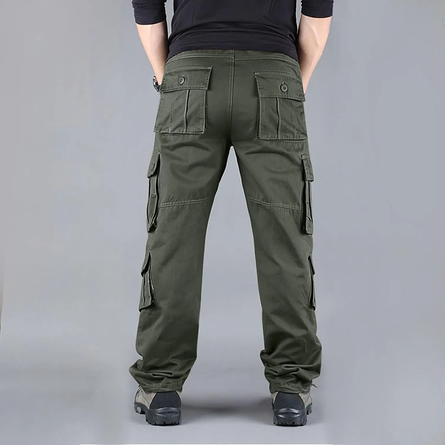 Tactical Work Cargo Pants for Men Ripstop Waterproof Stretch Pants Elastic Waist Baggy Utility Outdoor Apparel