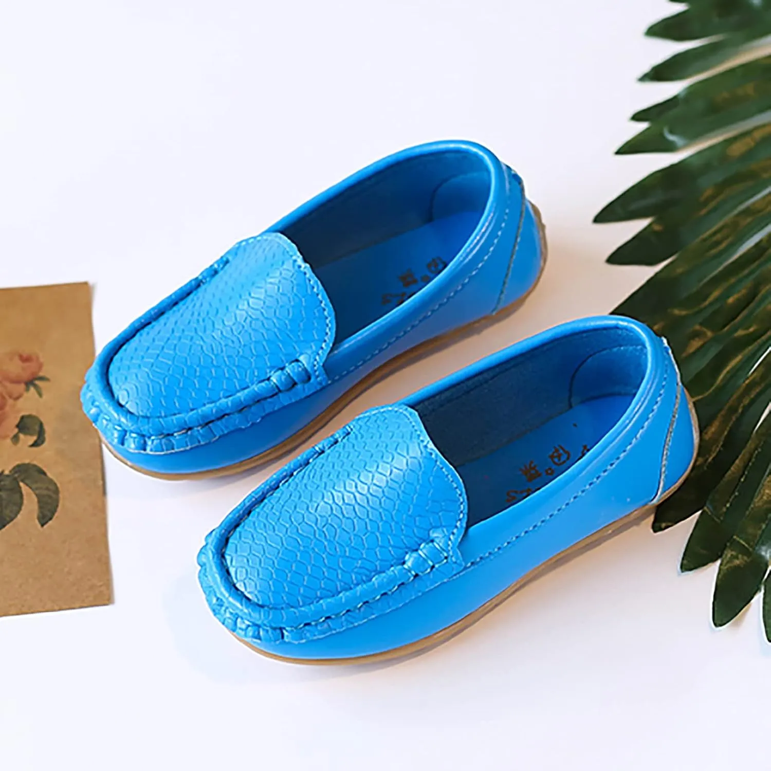 Toddler Little Kid Boys Girls Soft Slip On Loafers Dress Flat Shoes Boat Shoes Casual Adaptive Shoes for Kids (Blue, 21)