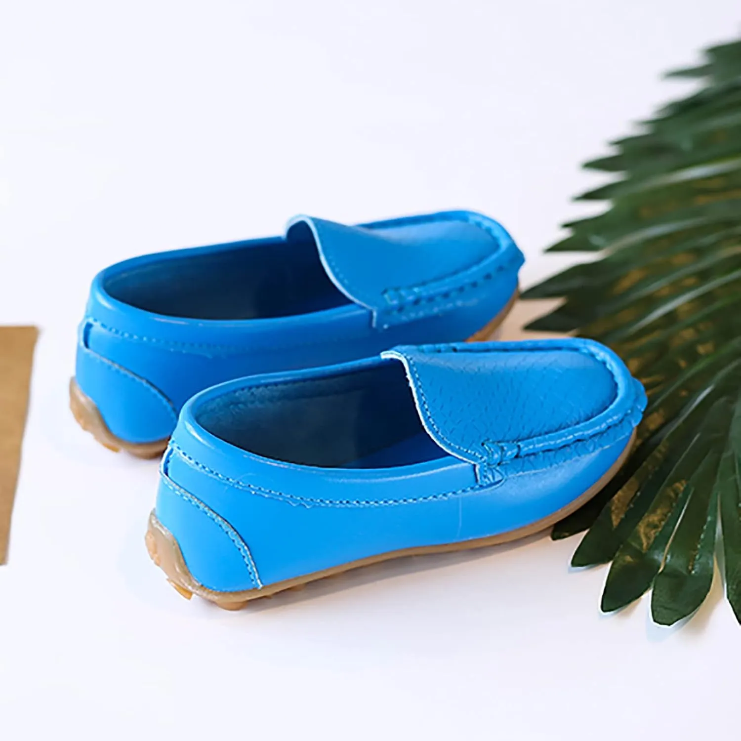 Toddler Little Kid Boys Girls Soft Slip On Loafers Dress Flat Shoes Boat Shoes Casual Adaptive Shoes for Kids (Blue, 21)