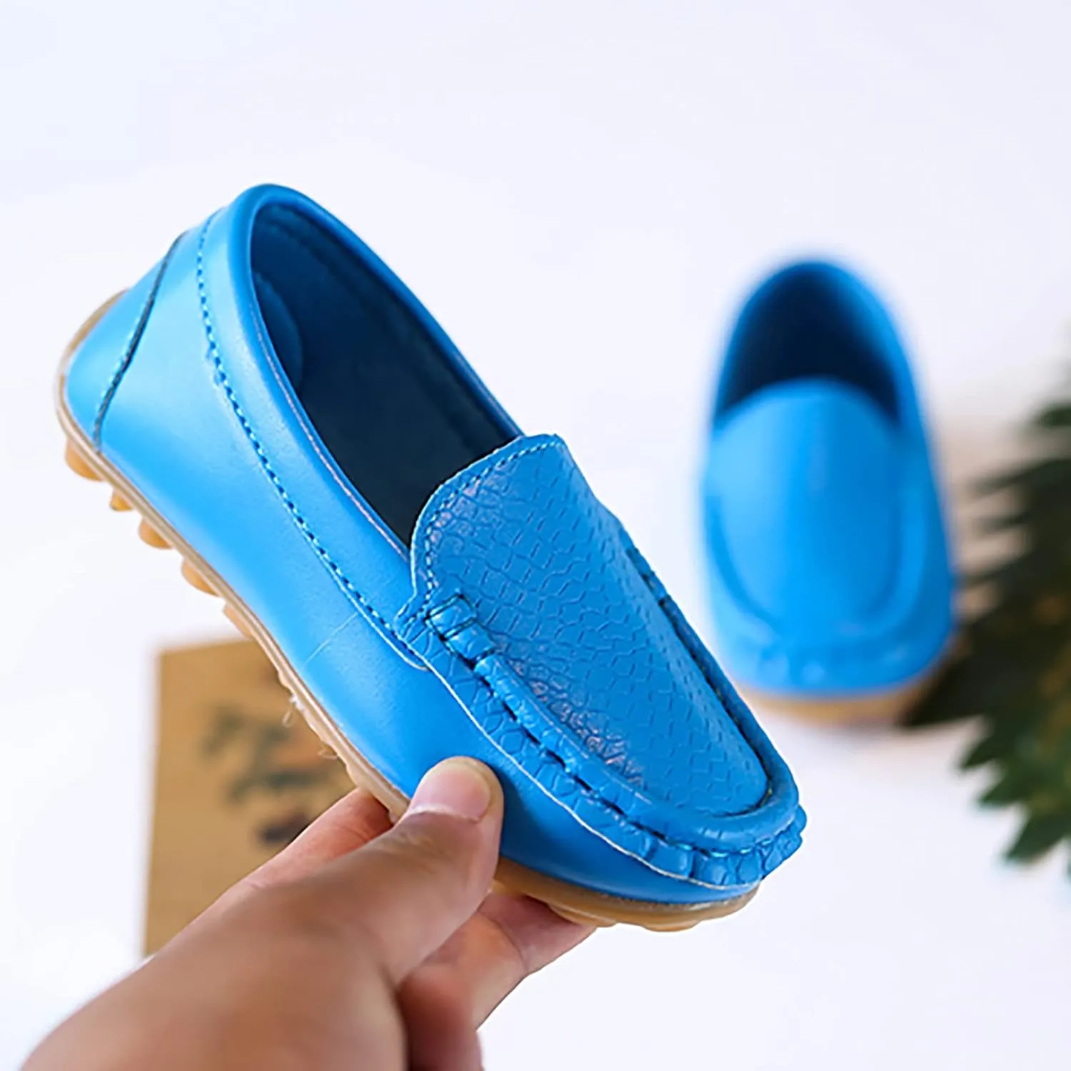 Toddler Little Kid Boys Girls Soft Slip On Loafers Dress Flat Shoes Boat Shoes Casual Adaptive Shoes for Kids (Blue, 21)