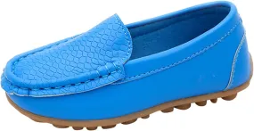 Toddler Little Kid Boys Girls Soft Slip On Loafers Dress Flat Shoes Boat Shoes Casual Adaptive Shoes for Kids (Blue, 21)