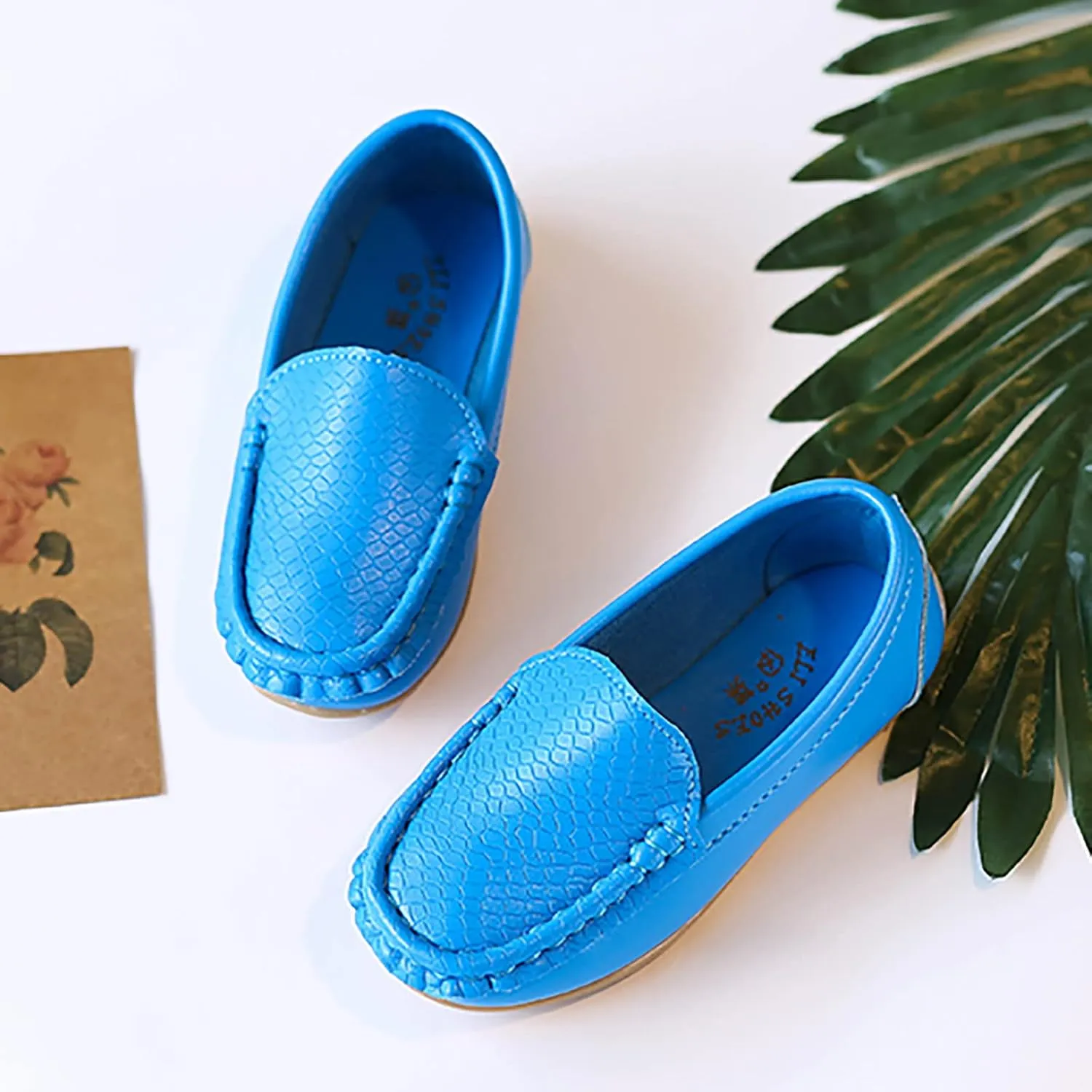 Toddler Little Kid Boys Girls Soft Slip On Loafers Dress Flat Shoes Boat Shoes Casual Adaptive Shoes for Kids (Blue, 21)