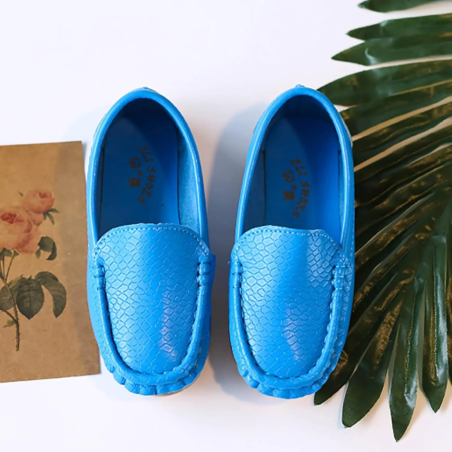 Toddler Little Kid Boys Girls Soft Slip On Loafers Dress Flat Shoes Boat Shoes Casual Adaptive Shoes for Kids (Blue, 21)