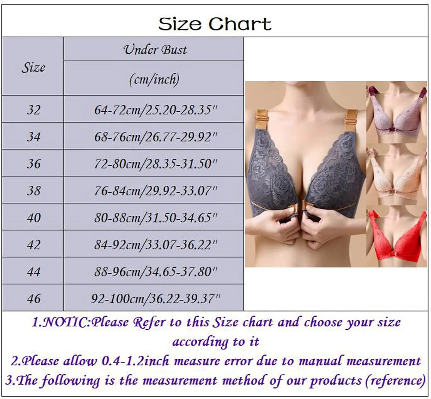 Underwire Front Buckle Bra - Adjustable Strap for Big Bust