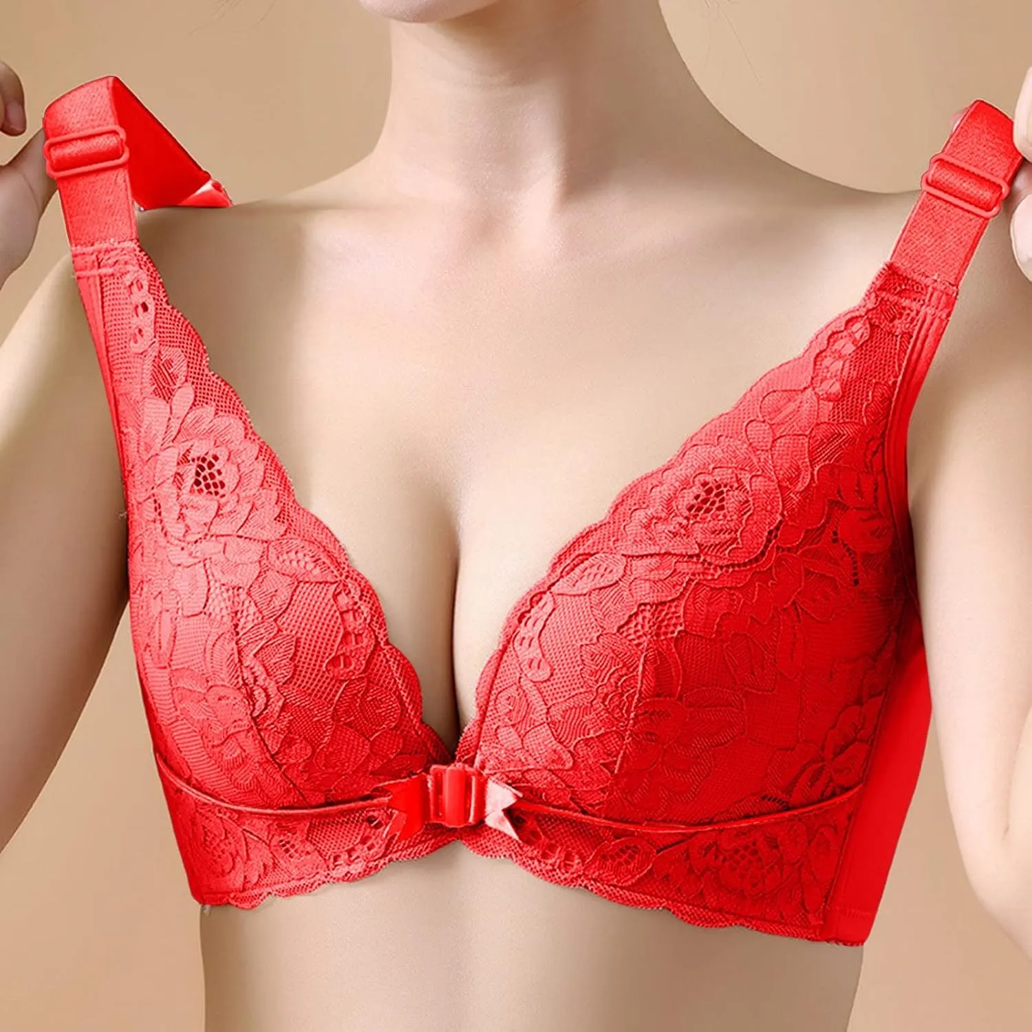 Underwire Front Buckle Bra - Adjustable Strap for Big Bust