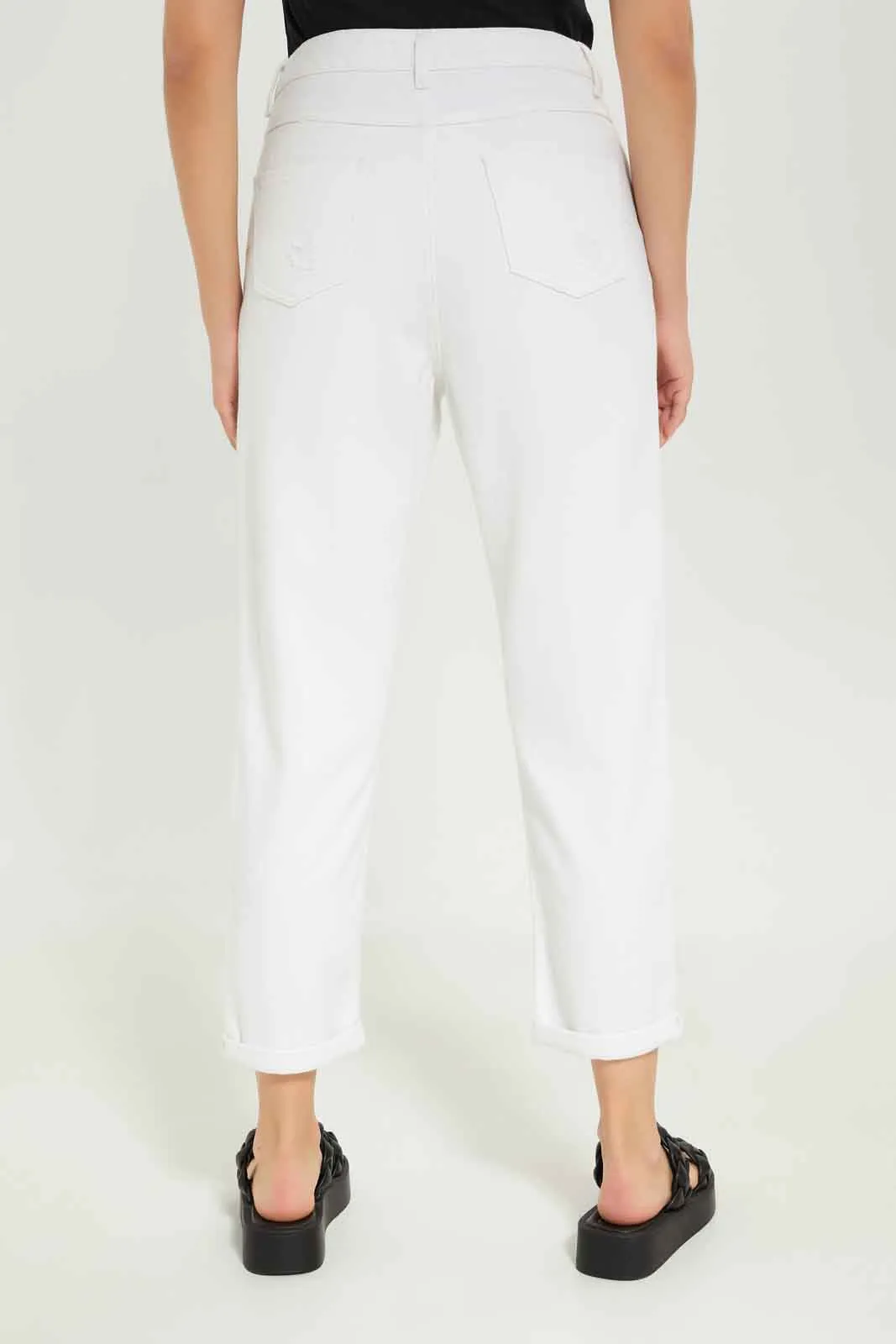 Women White Mom Fit Jeans