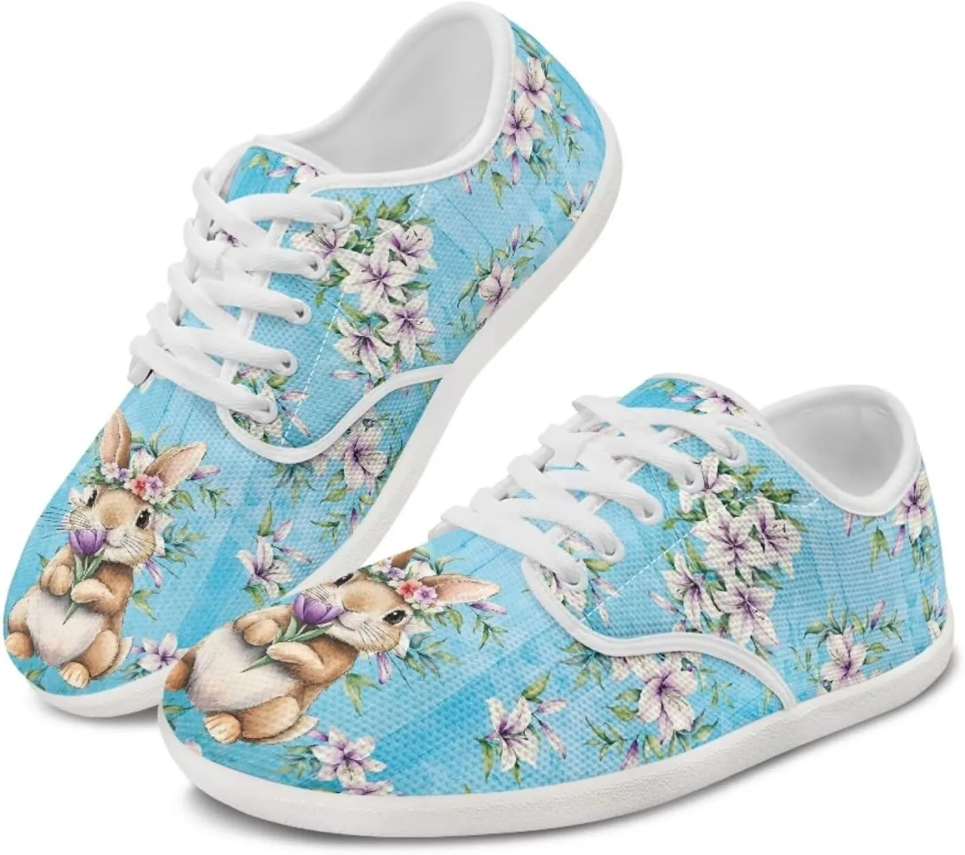 Women's Bunny Work Loafer Lace-Up Tennis Shoes Low Top Running Sneakers Driving Walking Shoe