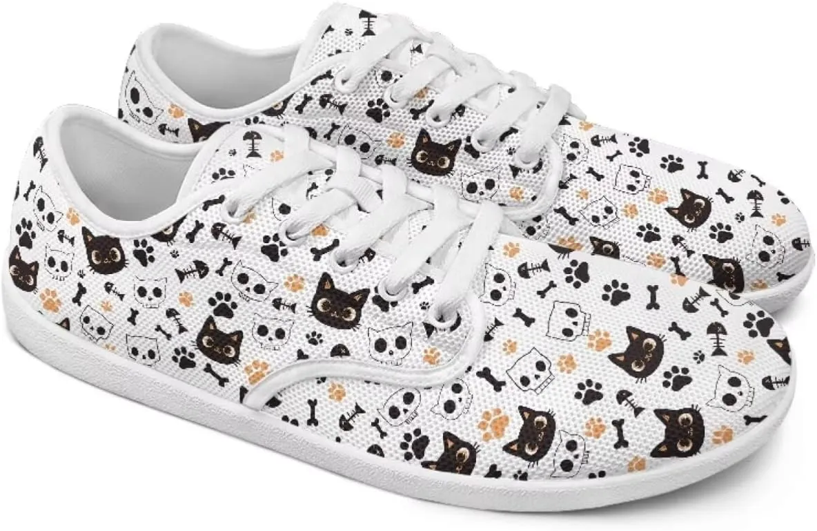 Women's Cat Running Barefoot Sneakers Casual Leisure Driving Loafers Lace-Up Outdoor Walking Shoes