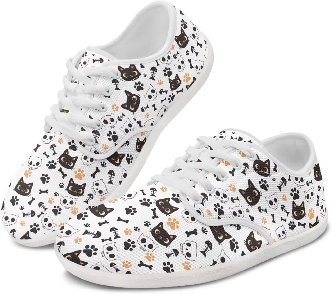 Women's Cat Running Barefoot Sneakers Casual Leisure Driving Loafers Lace-Up Outdoor Walking Shoes