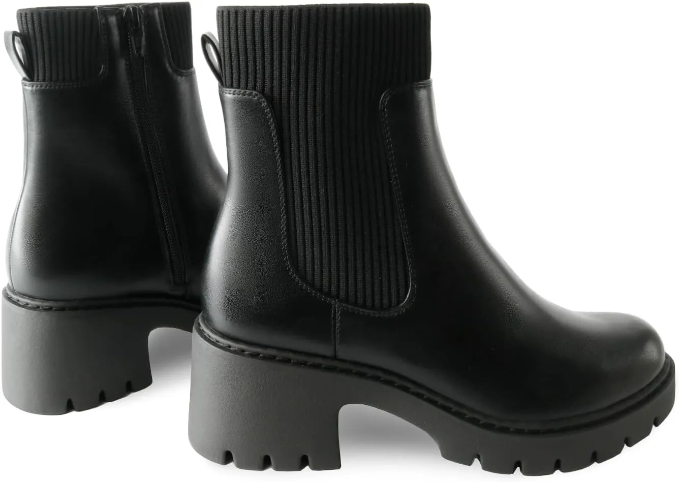 Women's Chelsea Boots Platform Elastic Zippers Chunky Heel Lug Sole Comfortable Slip On Booties for Women
