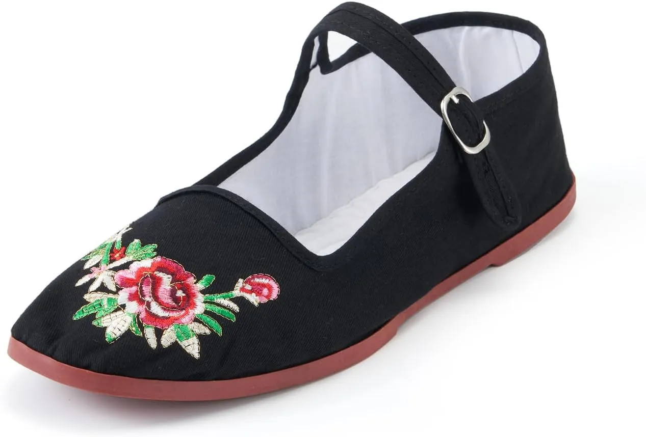 Womens Classic China Flats, Casual China Doll Shoes, Cotton Mary Janes, Chinese Tai Chi Shoes