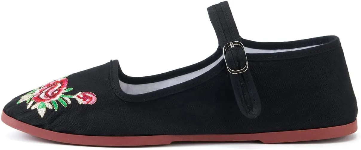 Womens Classic China Flats, Casual China Doll Shoes, Cotton Mary Janes, Chinese Tai Chi Shoes