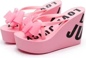 Women's Flip Flop Platform Sandals,3.14" Heel Height Platform for Women,Foam Platform Flip Flop Sandal,Wedge Sandals (Pink,9)