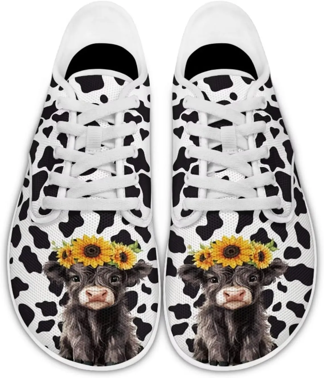 Women's Highland Cattle Running Shoe Leisure Business Loafer Flat Outdoor Walking Platform Sneaker