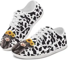 Women's Highland Cattle Running Shoe Leisure Business Loafer Flat Outdoor Walking Platform Sneaker