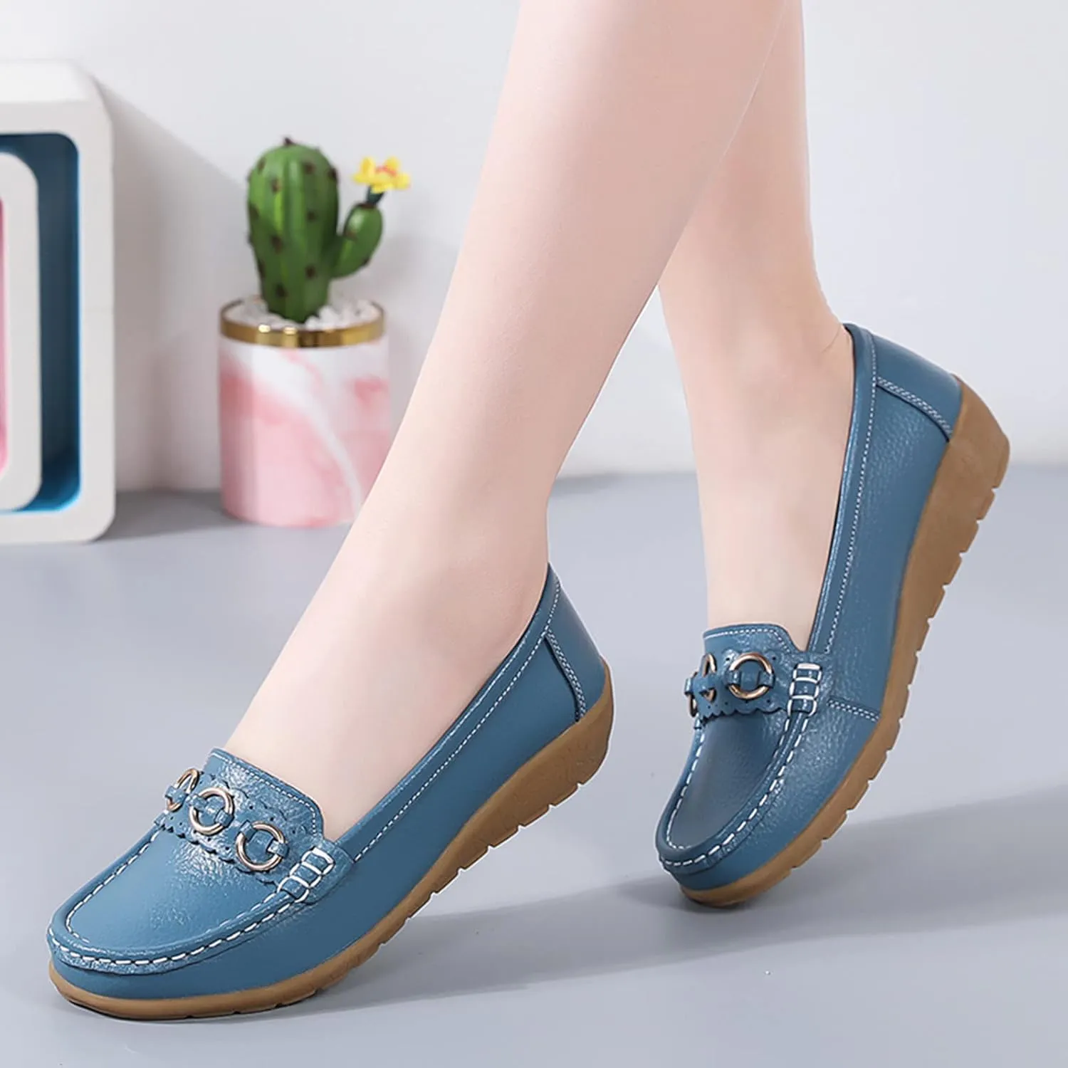 Womens Slip On Shoes Comfortable Dress Shoes Lightweight Penny Loafers Dressy Work Flats Business Shoes