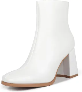 Womens Square Toe Ankle Boots Chunky Heel Causual Comfort Ankle Booties Dress Boots for Women